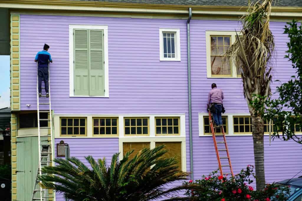 House with purple color siding